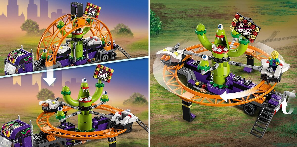 LEGO City Ciężarówka z kosmiczną karuzelą 60313 Świetny prezent dla fanów parków rozrywki