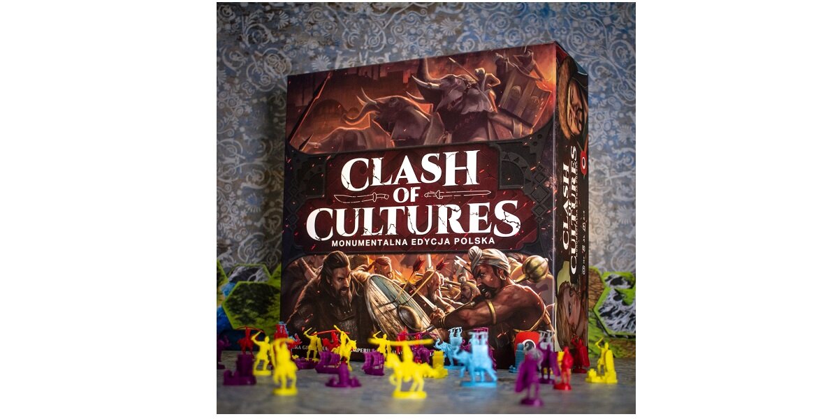 Gra planszowa PORTAL GAMES Clash of Cultures Monumentalna edycja cywilizacje współpraca żetony figurki strategia historia dominacja karty plansza dzieci młodzież teren odkrycia przywódca frakcje Rzymianie Aztekowie