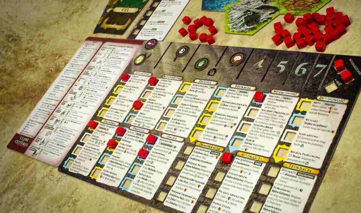 Gra planszowa PORTAL GAMES Clash of Cultures Monumentalna edycja cywilizacje współpraca żetony figurki strategia historia dominacja karty plansza dzieci młodzież teren odkrycia przywódca frakcje Rzymianie Aztekowie