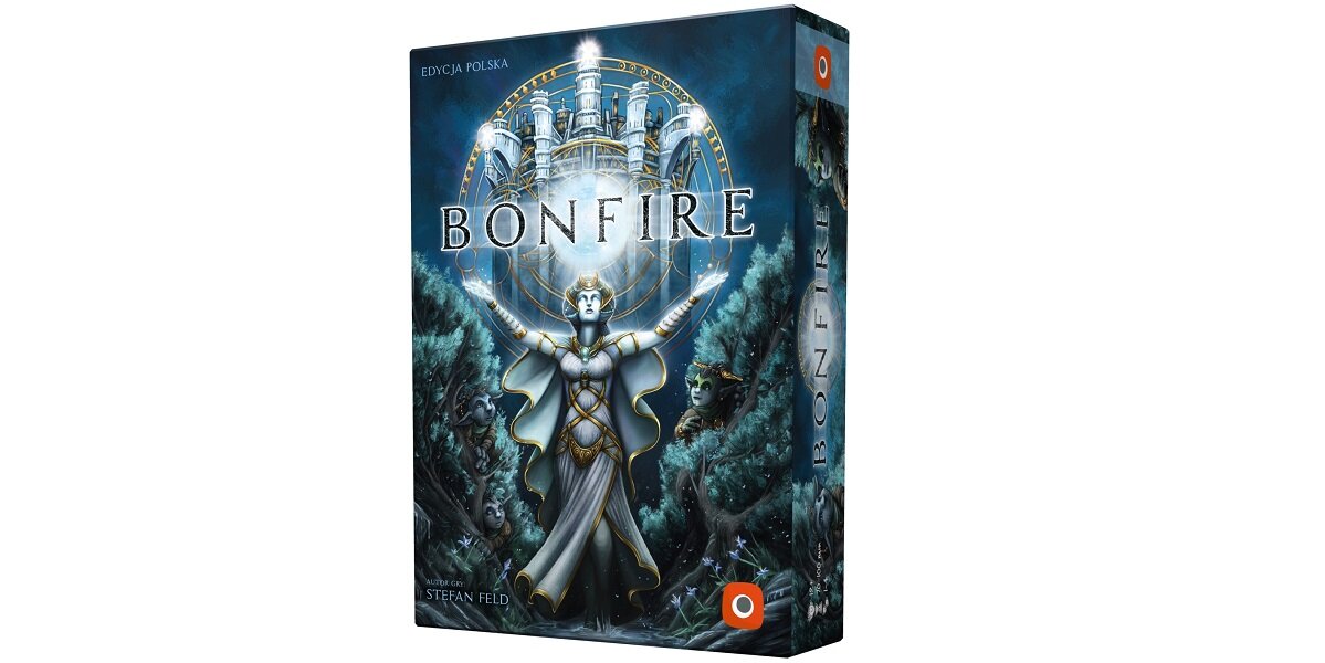 Gra planszowa PORTAL GAMES Bonfire plansza kafelki zadania portale żetony statek nowicjusz instrukcja fantasy ognisko akcja rozrywka dzieci młodzież planeta ludzie