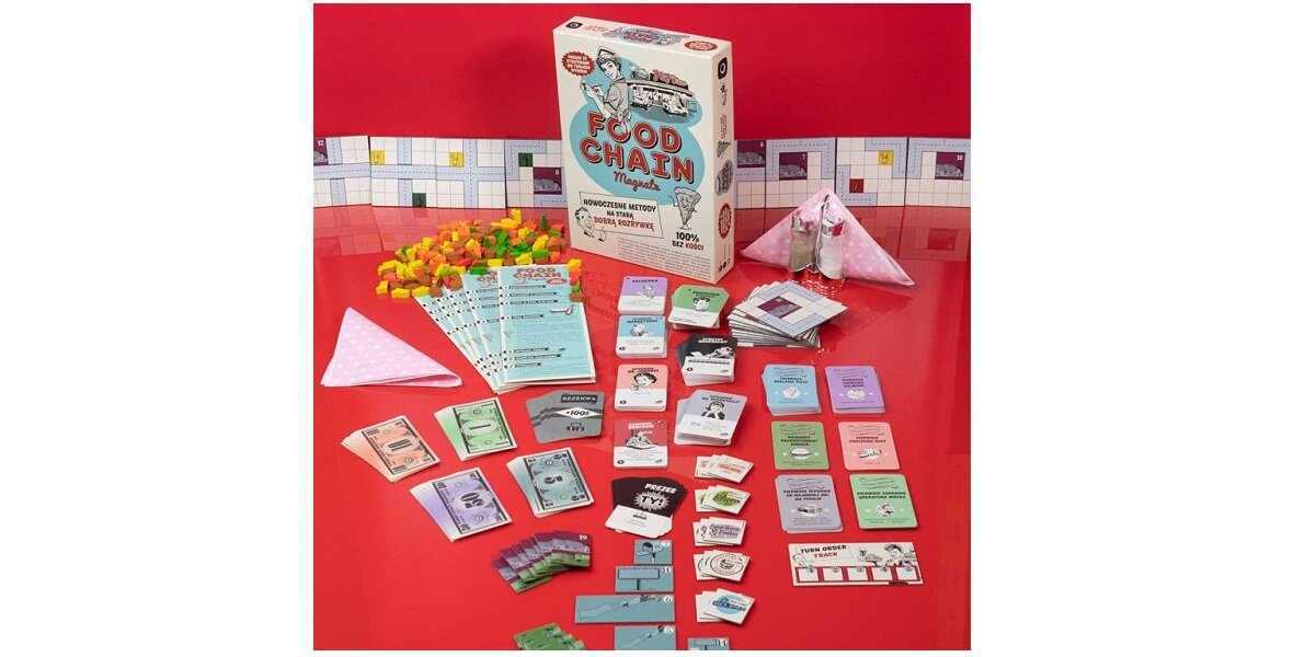 Gra planszowa PORTAL GAMES Food Chain Magnate emocjonująca wyzwanie kucharz marketing ekonomia sprzedawcy doświadczenie wymagająca karty znaczniki zabawa
