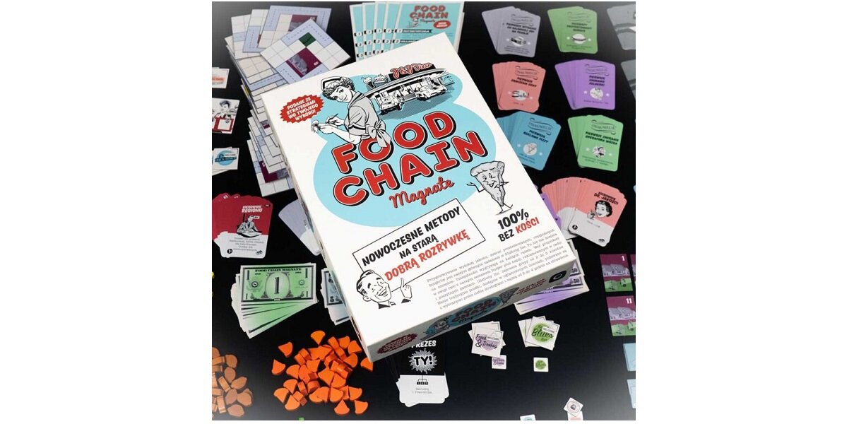 Gra planszowa PORTAL GAMES Food Chain Magnate emocjonująca wyzwanie kucharz marketing ekonomia sprzedawcy doświadczenie wymagająca karty znaczniki zabawa