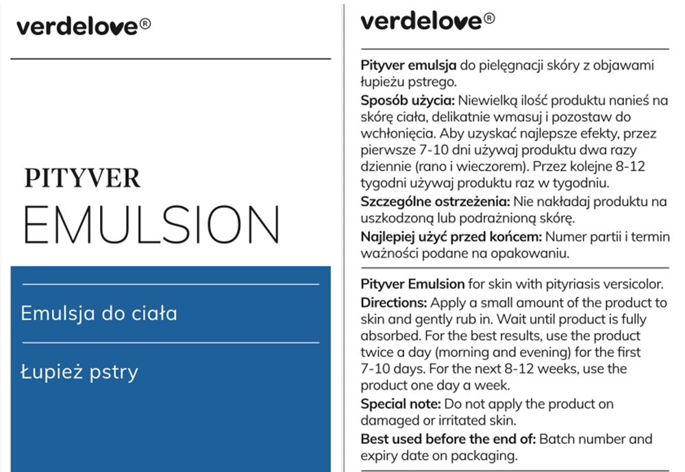 Emulsja VERDELOVE Pityver na łupież pstry 150 ml ostrzeżenie, kontakt z lekarzem