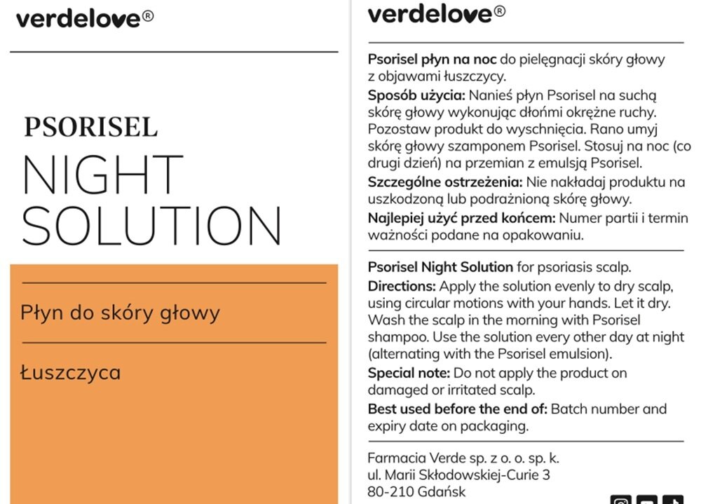 Zestaw VERDELOVE Psorisel na łuszczycę 3 sztuki nie na uszkodzoną skórę, nie używać w okolice oczu, przechowywać w temperaturze pokojowej