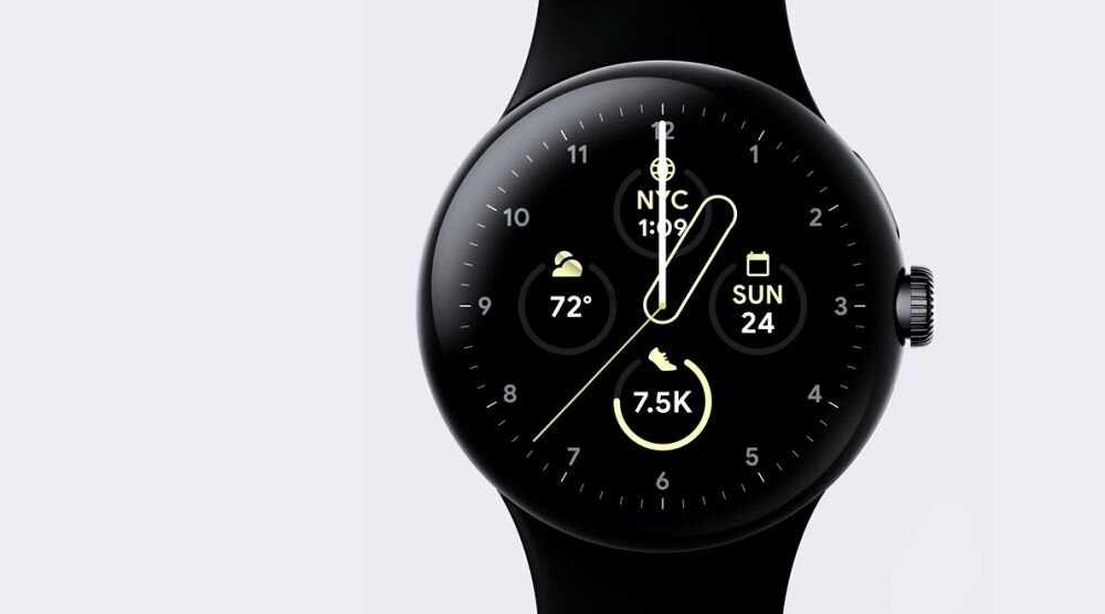 SMARTWATCH GOOGLE PIXEL WATCH LTE ekran bateria czujniki zdrowie sport pasek ładowanie pojemność rozdzielczość łączność sterowanie krew puls rozmowy smartfon aplikacja