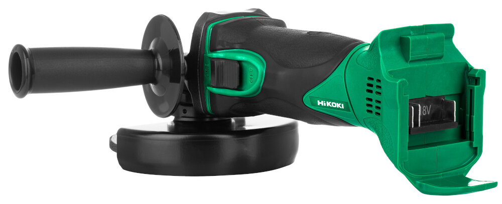 Szlifierka kątowa HIKOKI G18DSL2 W3Z ergonomiczna raczka powloka typu SoftGrip rekojesc boczna niewielka masa waga 1,6 kg