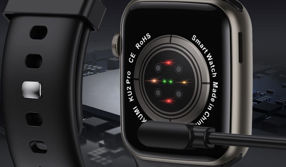 Smartwatch KUMI KU2 Pro ekran bateria czujniki zdrowie sport pasek ładowanie pojemność rozdzielczość łączność sterowanie krew puls rozmowy smartfon aplikacja