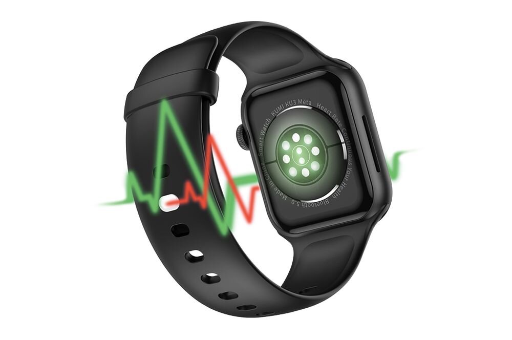 Smartwatch KUMI KU3 Meta ekran bateria czujniki zdrowie sport pasek ładowanie pojemność rozdzielczość łączność sterowanie krew puls rozmowy smartfon aplikacja