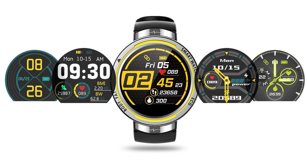 Smartwatch KUMI KU5 ekran bateria czujniki zdrowie sport pasek ładowanie pojemność rozdzielczość łączność sterowanie krew puls rozmowy smartfon aplikacja