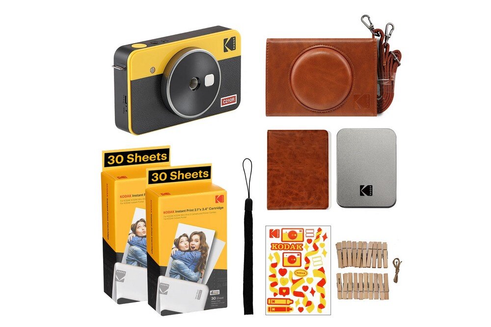 Aparat KODAK Mini Shot 2 Retro  zdjęcia drukowanie drukarka wkłady filmy rozdzielczość bateria obiektyw pojemność tryby filtry łączność smartfon aplikacja sterowanie ogniskowa przysłona migawka lampa błyskowa wymiary ekran wizjer waga zapis karta pamięć