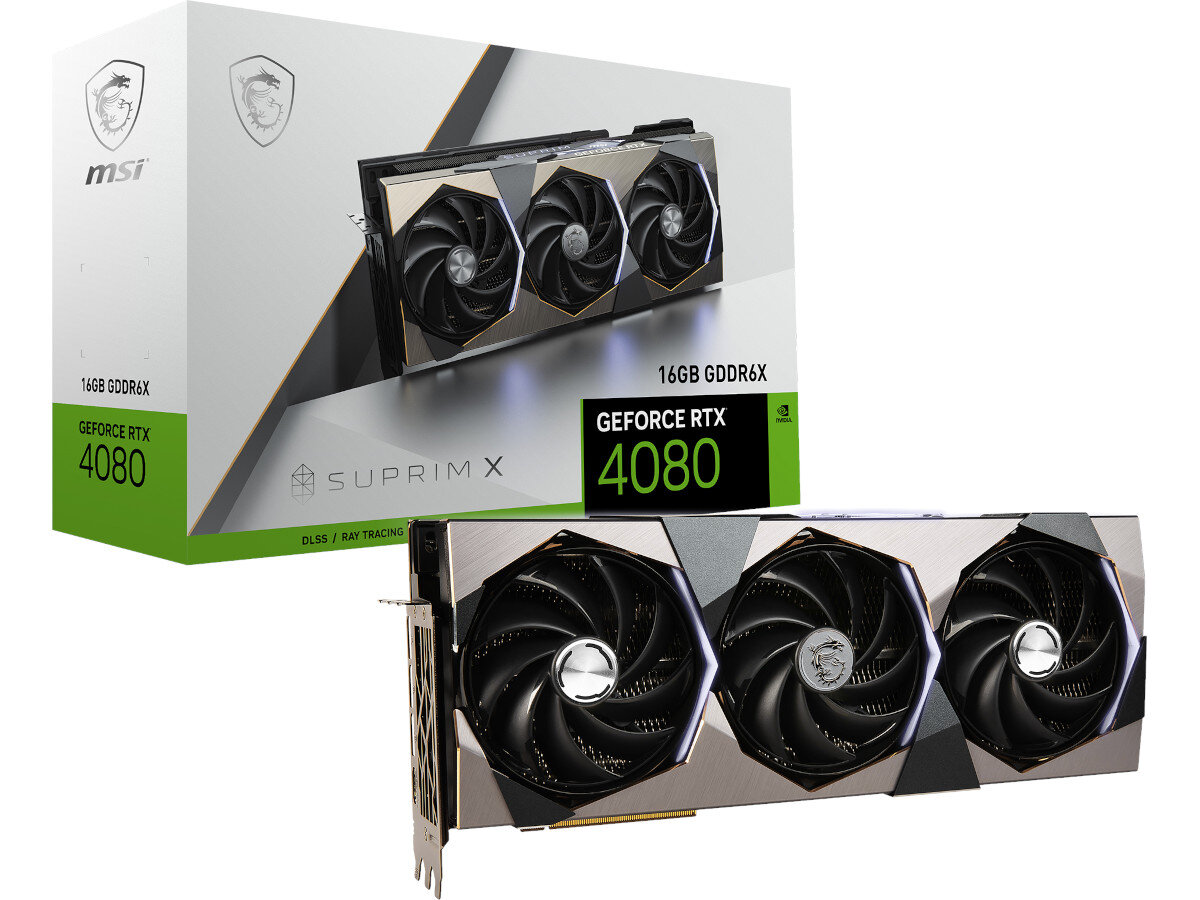 Karta graficzna MSI GeForce RTX 4080 Suprim X 16GB zawartosc zestawu