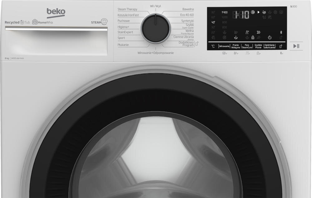 BEKO B3WFU58415WPBS program pranie automatyczny koszule puchowe higiena sport płukanie bawełna eco syntetyki szybkie codzienne wełna ciemne zabezpieczenie zalanie blokada rodzicielska
