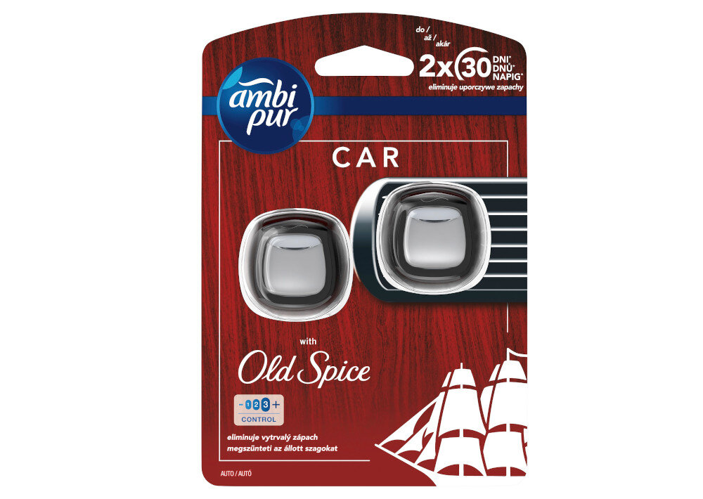 Odświeżacz do samochodu AMBI PUR Old Spice (2 sztuki) podroz auto regulacja kratka wentylacyjna