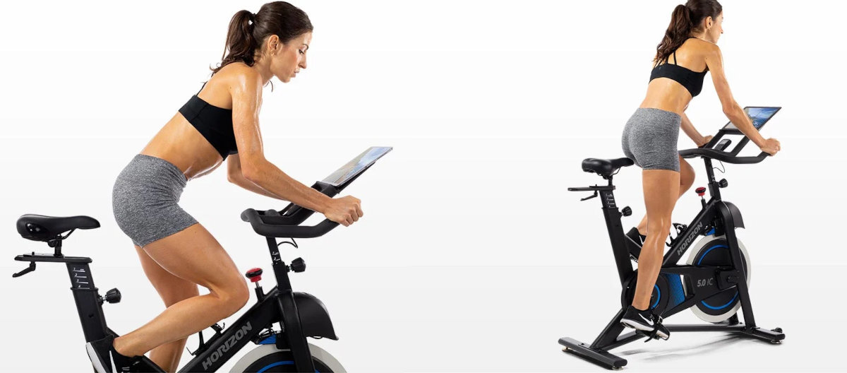 Rower spinningowy HORIZON FITNESS 5.0 IC system sterowanie pedałowanie masa