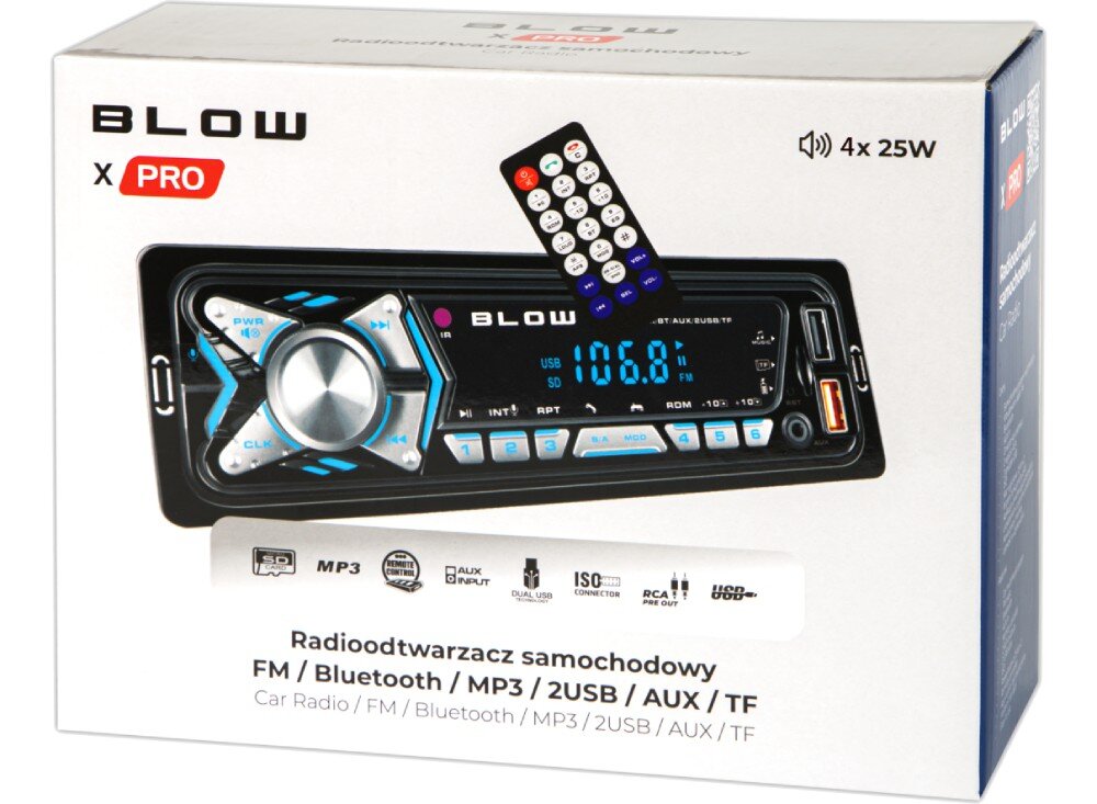 Radio samochodowe BLOW X-PRO 1 Bluetooth Pilot rozmawianie tryb głośnomówiący mikrofon