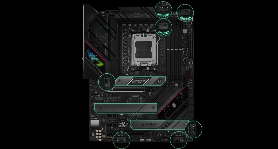 Płyta główna ASUS ROG B650E-F Gaming WiFi - chłodzenie