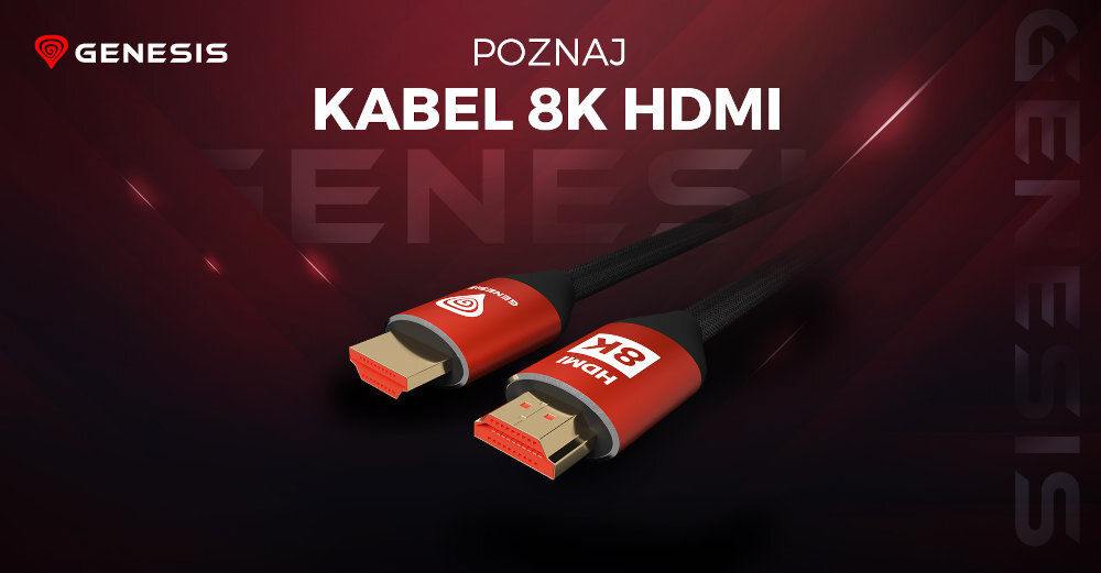 Kabel HDMI - HDMI GENESIS Premium pozłacane końcówki oplot na czarno czerwonym tle