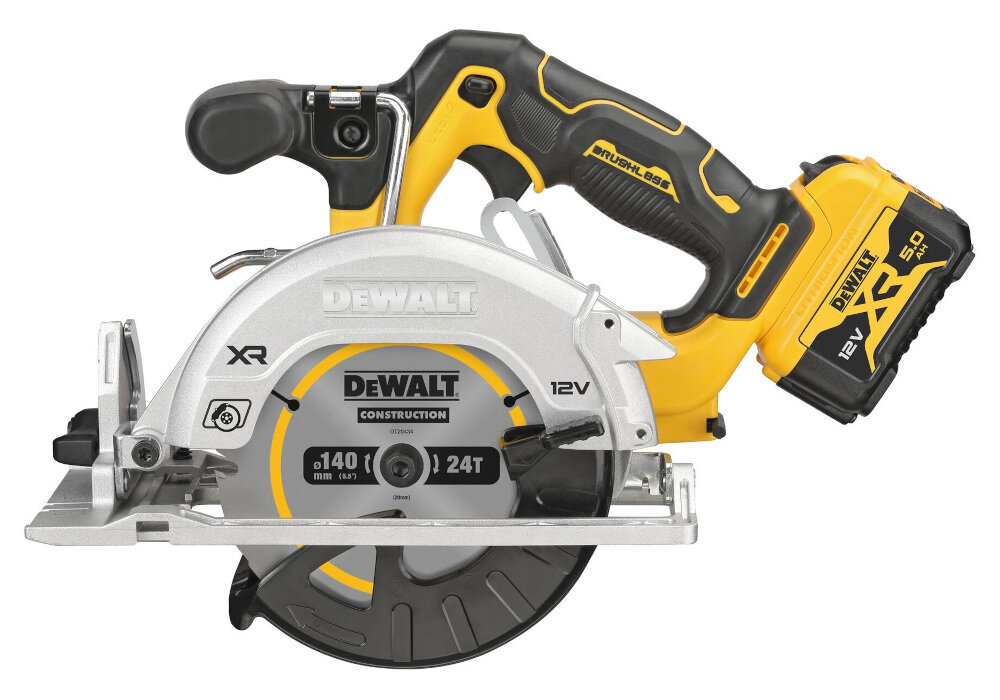 Pilarka tarczowa DEWALT DCS512P2 blokada wyłącznika elektryczny hamulec silnika