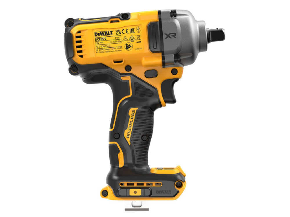 Klucz udarowy DEWALT DCF892NT akumulatora Li-Ion napiecie 18 V bezszczotkowy silnik maksymalna predkosc obrotowa do 2000 obr/min maksymalny moment obrotowy do 812 Nm moment zrywajacy do 1084 Nm