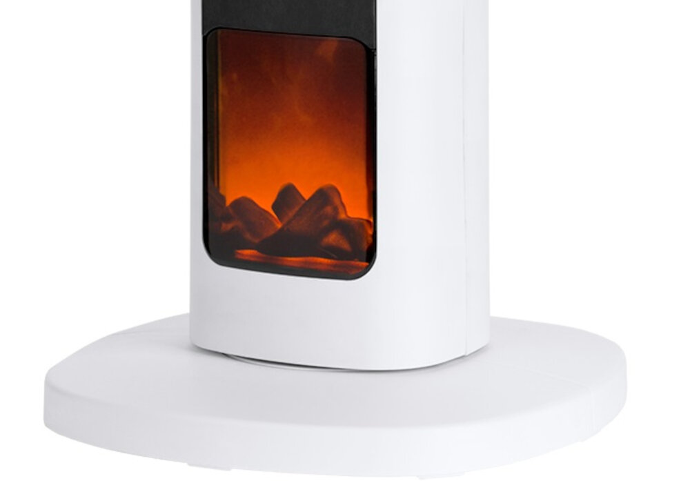 Termowentylator TEESA PTC TSA8052 Stylowy design efekt płomieni Efekt imitacji prawdziwych płomieni tlące się drewno atmosfera