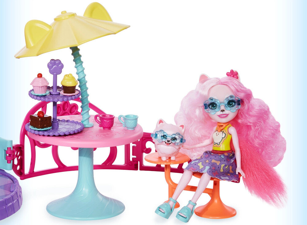 Lalka Enchantimals Miejski domek z kawiarenką HJH65 lalka Palmer Pomeranian piesek Pommy