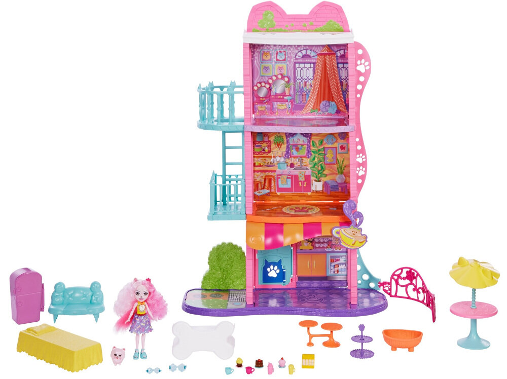 Lalka Enchantimals Miejski domek z kawiarenką HJH65 liczne akcesoria