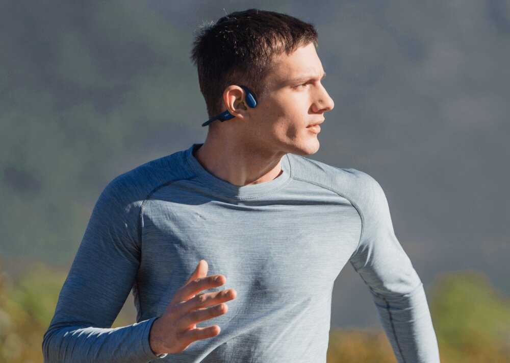 Słuchawki SHOKZ OpenRun Mini Niebieski design komfort lekkość dźwięk jakość wrażenia słuchowe ergonomia lekkość sport aktywność podróże czas pracy działanie akumulator