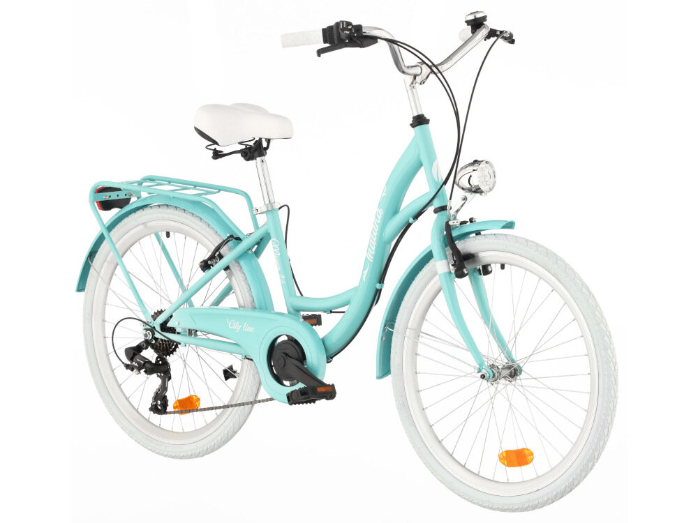 Rower młodzieżowy INDIANA Moena 24 cale dla dziewczynki Lazurowy w lazurowym kolorze z białymi akcentami dla dziewczynek w wieku od 7 do 12 lat wysoka jakość podzespołów