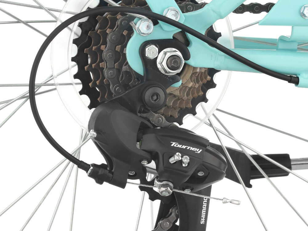 Rower młodzieżowy INDIANA Moena 24 cale dla dziewczynki Lazurowy przerzutki marki SHIMANO 7 biegów manetki Revoshift gwarancja niezawodności dobrania właściwego przełożenia