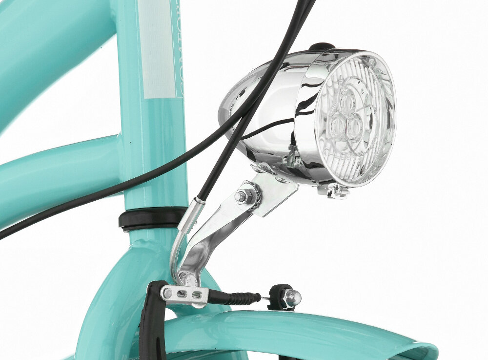 Rower miejski DAWSTAR Citybike S3B 26 cali damski Lazurowy oświetlenie LED retro design przedniej lampy pakiet odblasków
