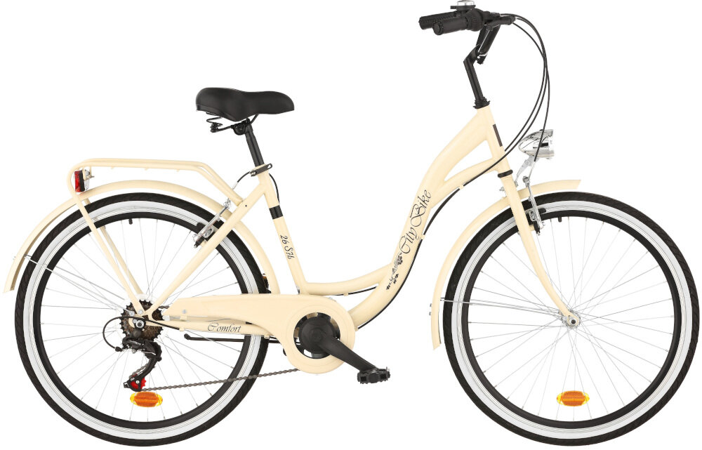 Rower miejski DAWSTAR Citybike S7B 26 cali damski Cappuccino niesamowita kolorystyka troska o szczegóły pełne wyposażenie stopka odblaski dzwonek podzespoły marki SHIMANO cappuccino kolor