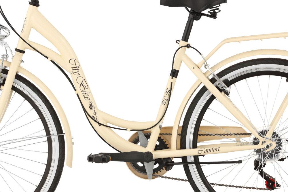 Rower miejski DAWSTAR Citybike S7B 26 cali damski Cappuccino rama stalowa 17-calowa typu holenderskiego trwałą odporność na uszkodzenia mechaniczne dla osób o wzroście 150-175 cm