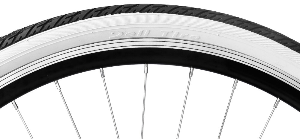 Rower miejski DAWSTAR Citybike S7B 26 cali damski Cappuccino koła duże 26-calowe stożkowa konstrukcja obręczy błotniki regulrane sprawdzanie ciśnienia powietrza wartość na bocznej części opony
