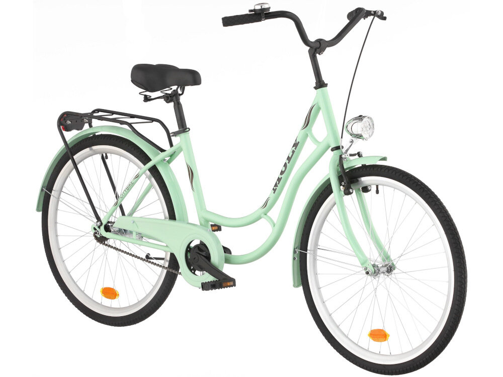 Rower miejski DAWSTAR Moly 1B 28 cali damski Miętowy do jazdy po ścieżkach rowerowych ulicach do codziennych dojazdów praktyczny ekologiczny środek transportu w miętowym kolorze