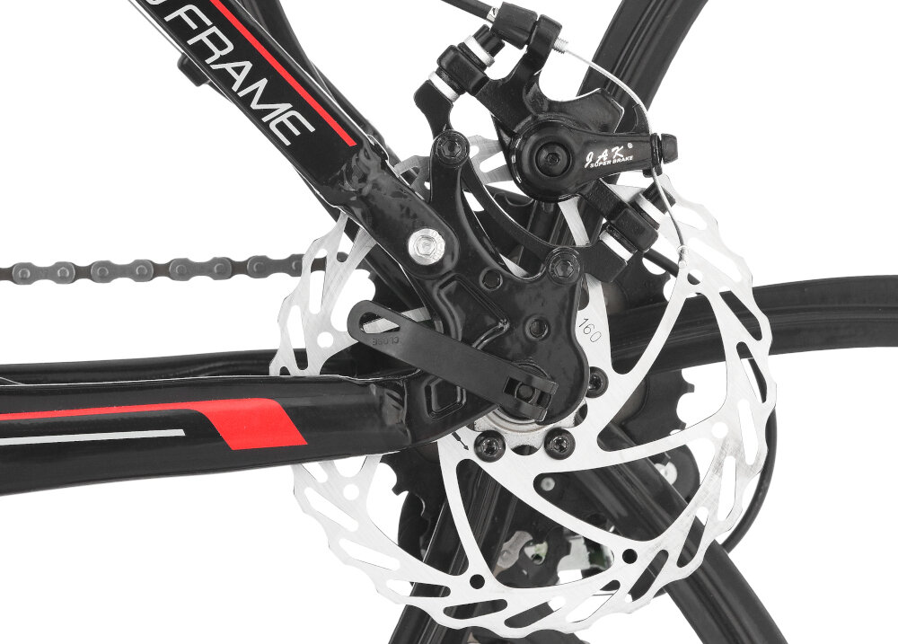 Rower górski MTB INDIANA X-Rock 4.6 M17 26 cali męski Czarno-czerwony hamulce tarczowe mechaniczne w każdych warunkach na każdej trasie bardzo duża siła hamowania