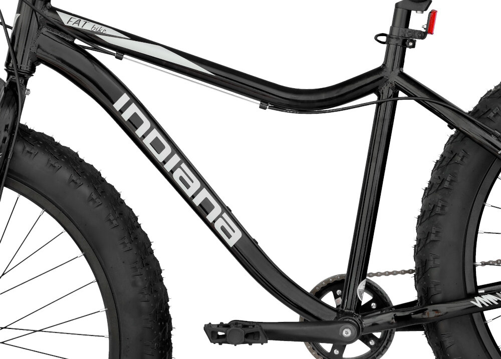 Rower górski MTB INDIANA Fat Bike M18 26 cali męski Czarny rama stalowa 18-calowa bardzo dobrze tłumi wibracje bardzo wytrzymała łatwa w naprawie wybór rozmiaru ramy Twój wzrost mierzony w zrelaksowanej pozycji typ roweru kalkulator rozmiaru ramy dla osób o wzroście 171-176 cm
