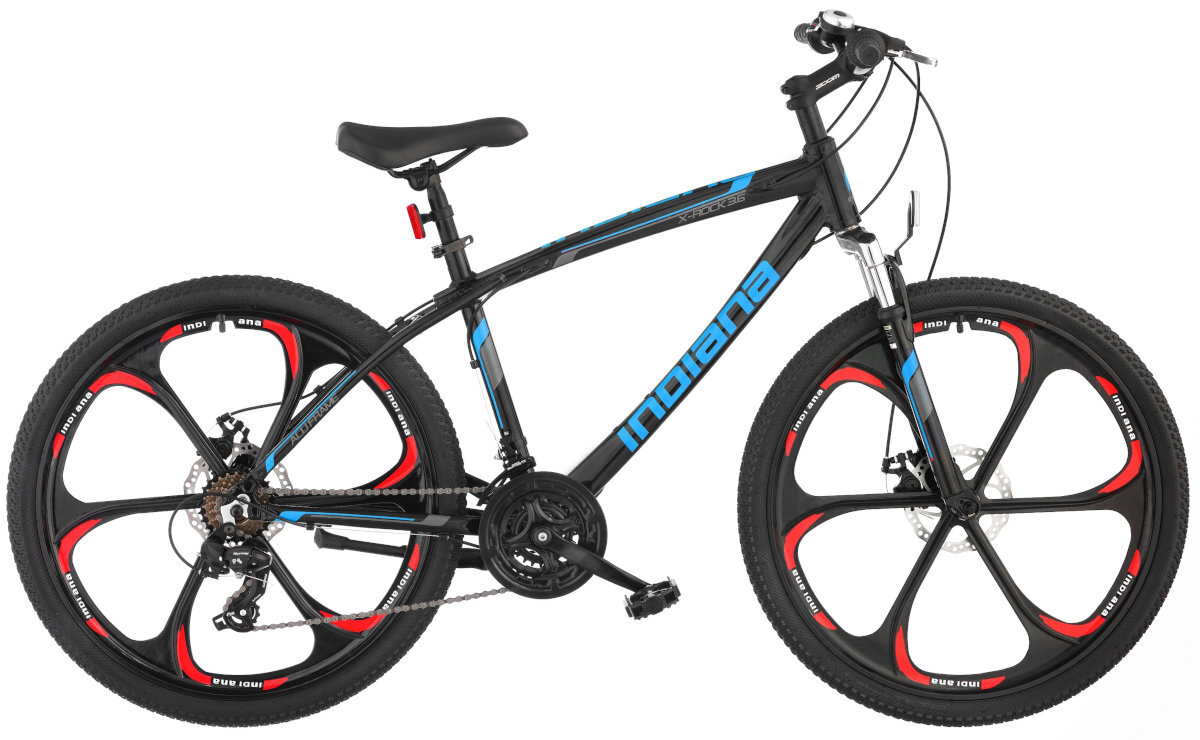Rower górski <b>MTB INDIANA X-Rock 3.6</b> M17 26 cali męski Czarno-czerwony bok junior