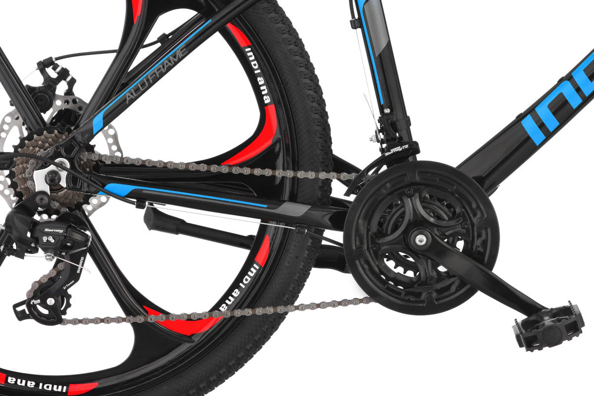 Rower górski <b>MTB INDIANA X-Rock 3.6</b> M17 26 cali męski Czarno-czerwony przerzutki biegi
