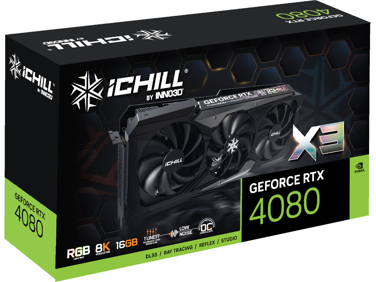 Karta graficzna INNO3D GeForce RTX 4080 iChill X3 16GB zawartosc zestawu