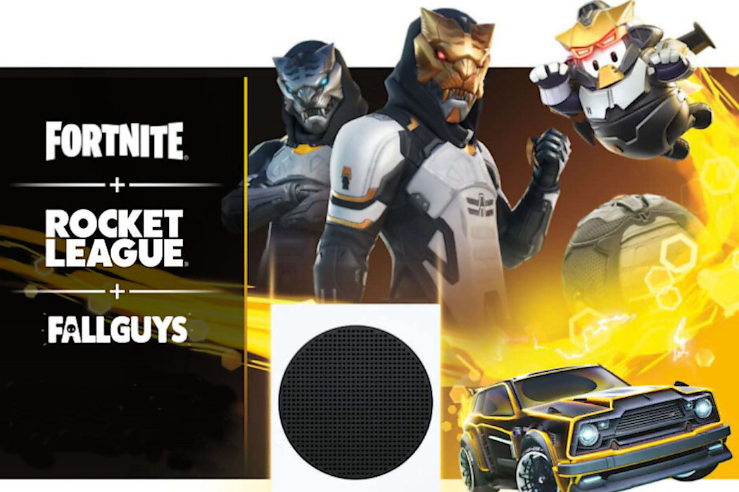 Konsola MICROSOFT XBOX Series S + dodatki do gier Fortnite + Rocket League + Fall Guys zestaw konsola opis