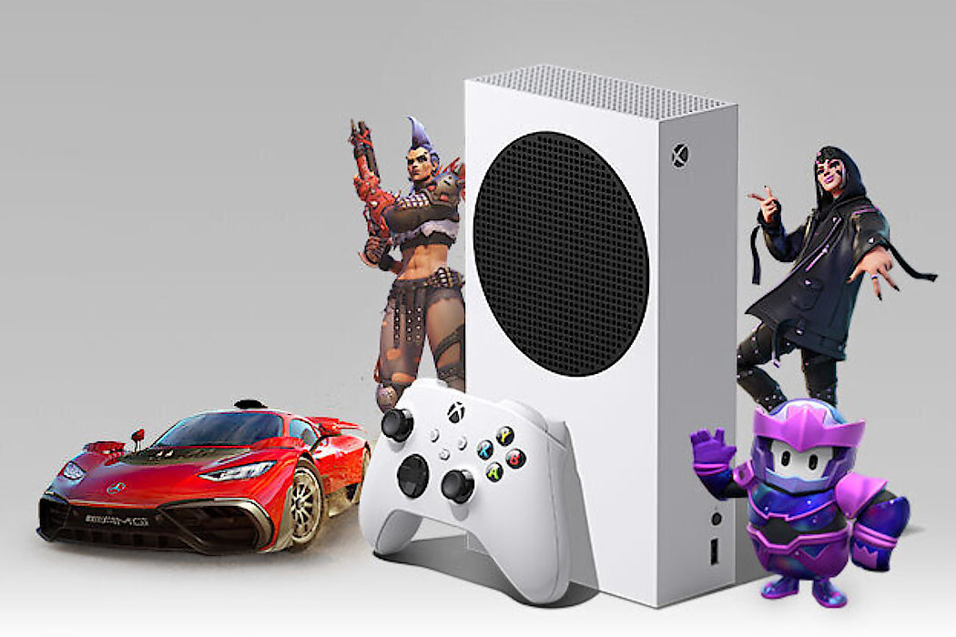 Konsola MICROSOFT XBOX Series S + dodatki do gier Fortnite + Rocket League + Fall Guys zawartość gry