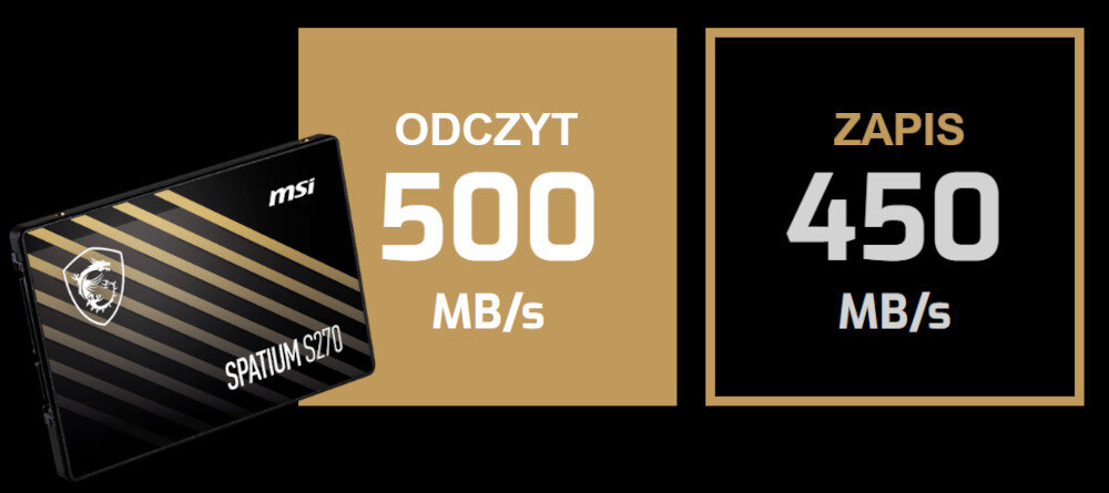 Dysk MSI Spatium S270 240GB SSD swietna predkosc odczytu i zapisu