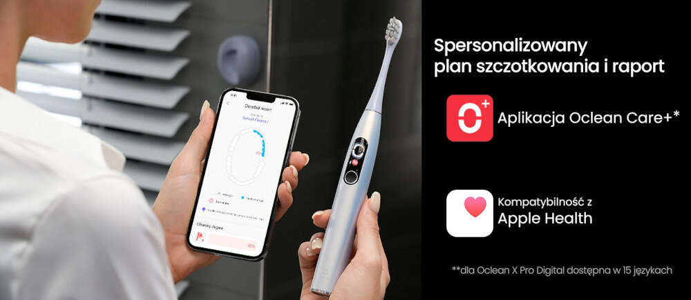 Szczoteczka soniczna OCLEAN X Pro Digital aplikacja szczotkowanie