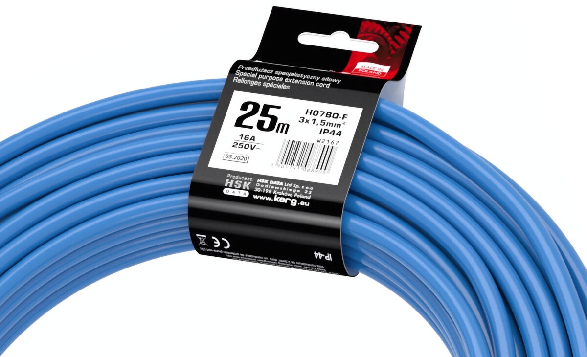 Przedłużacz KERG H07BQ-F wysoki standard ochrona zabezpieczenia szczelność