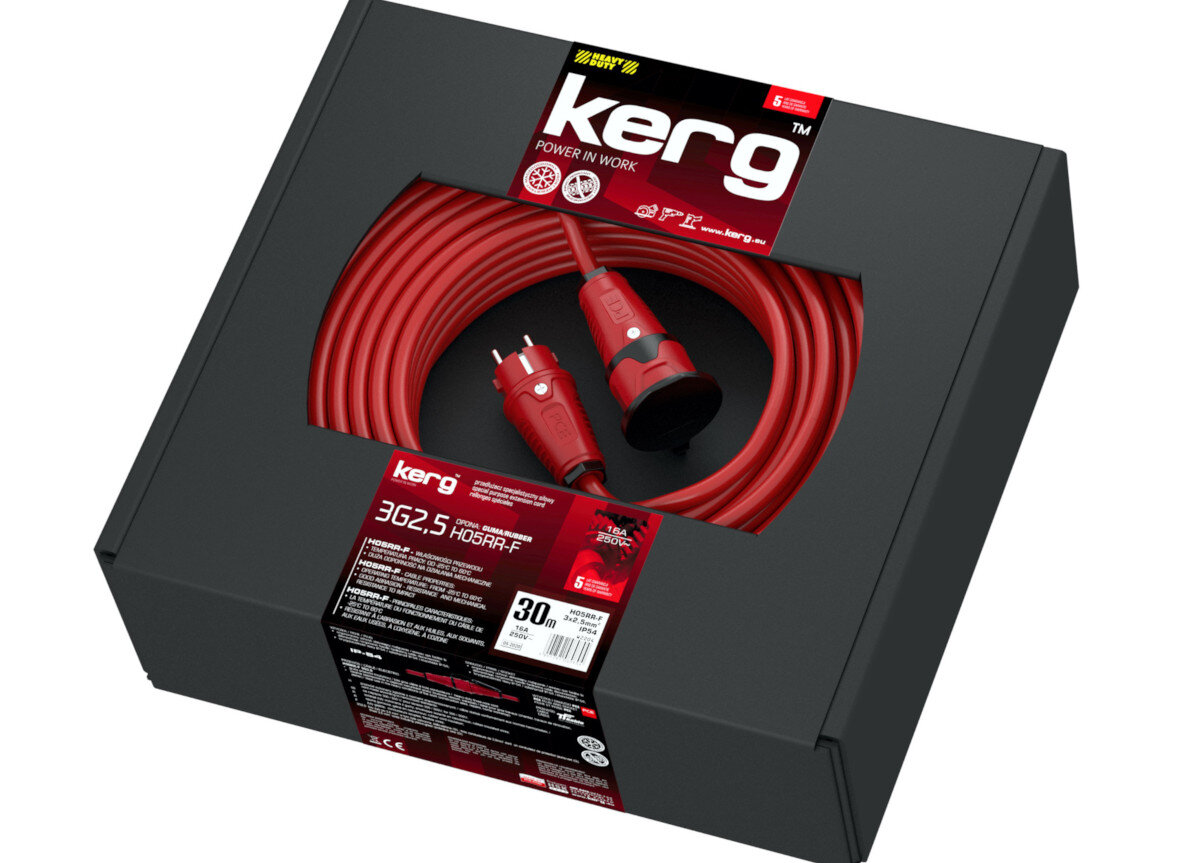 Przedłużacz KERG wytrzymałość ochrona szczelność konstrukcja kurz pył woda