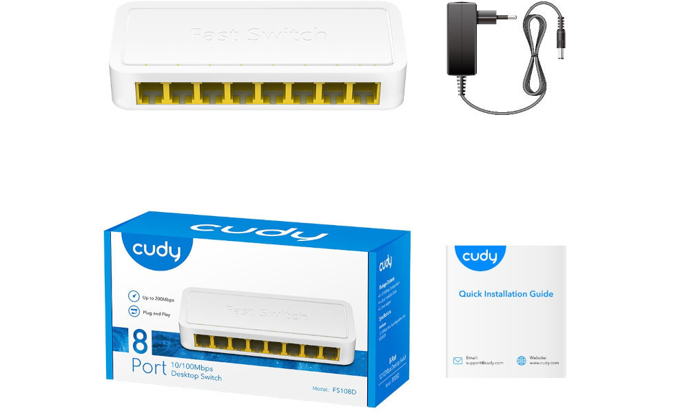 Switch CUDY FS108D wyposażenie