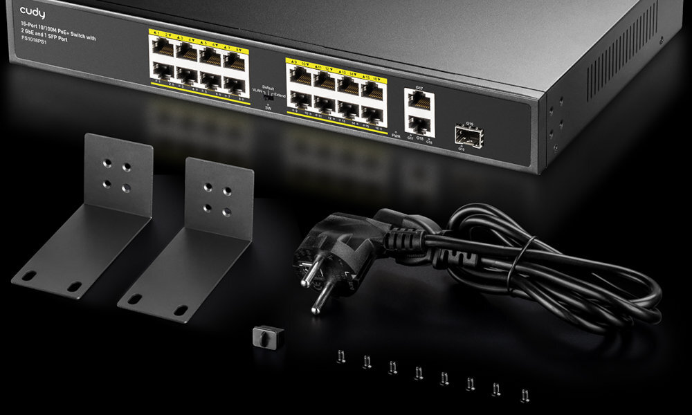 Switch CUDY FS1018PS1 wyposażenie