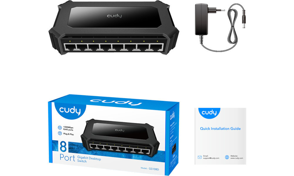 Switch CUDY GS108D wyposażenie