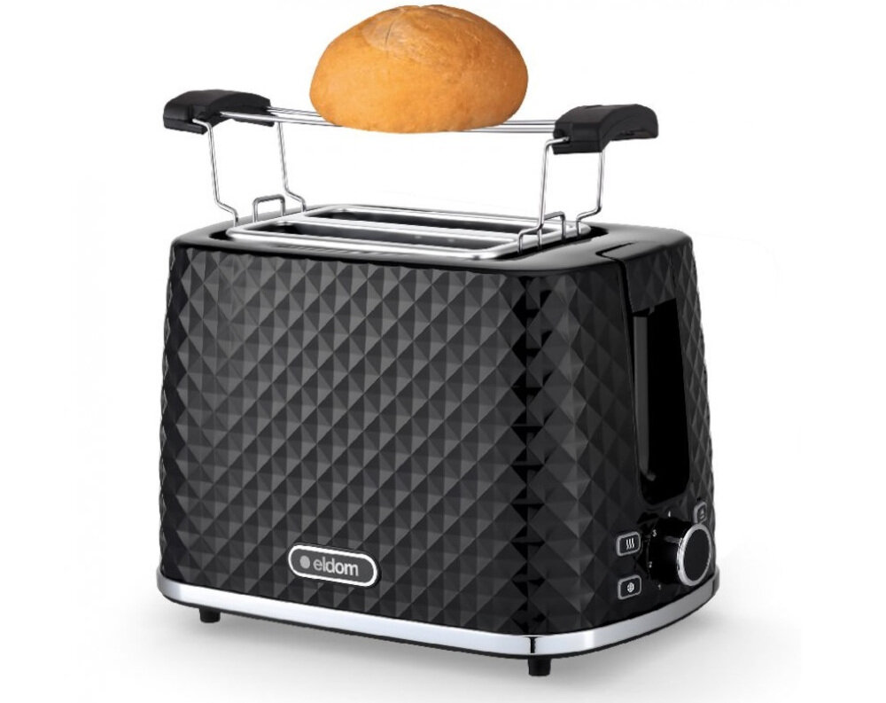 Toster ELDOM Tosti TO280C funkcja rozmrazania podgrzewaniea ruszt do bulek wygodna tacka na okruchy