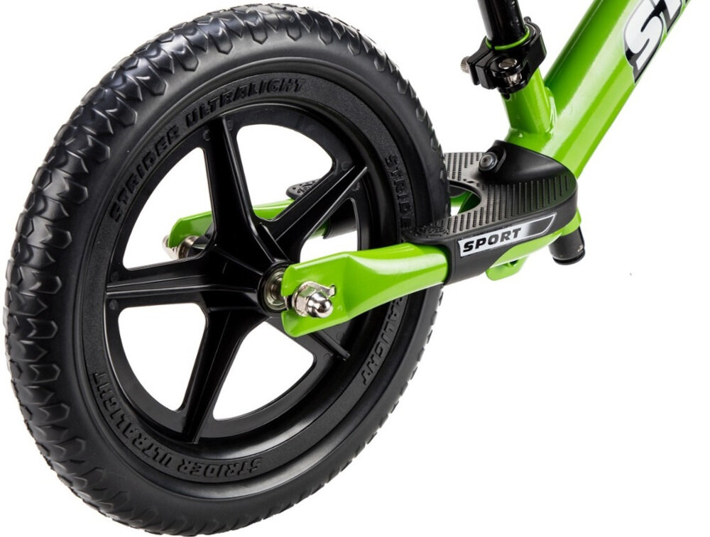 Rowerek biegowy STRIDER Sport 12 ST-S4GN Zielony koła formowane 12-calowe piankowe gładkie opony nie wymagają pompowania znakomita przyczepność i zwrotność na każdej nawierzchni